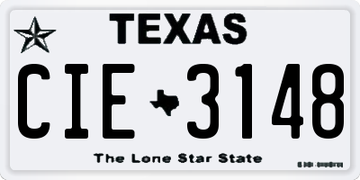 TX license plate CIE3148