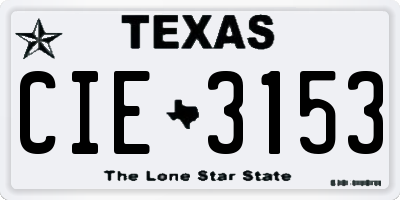 TX license plate CIE3153