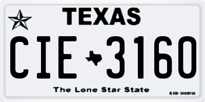 TX license plate CIE3160