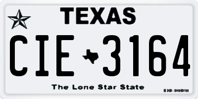 TX license plate CIE3164