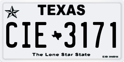 TX license plate CIE3171