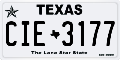 TX license plate CIE3177