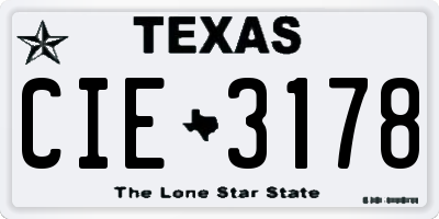 TX license plate CIE3178
