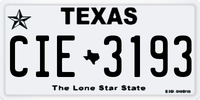 TX license plate CIE3193