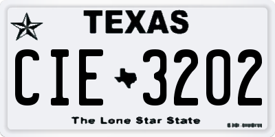 TX license plate CIE3202