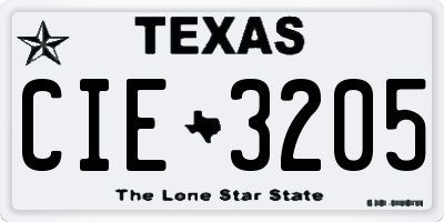 TX license plate CIE3205