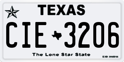 TX license plate CIE3206