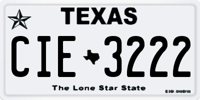 TX license plate CIE3222