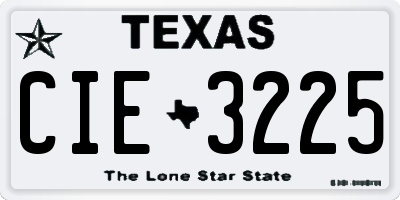 TX license plate CIE3225