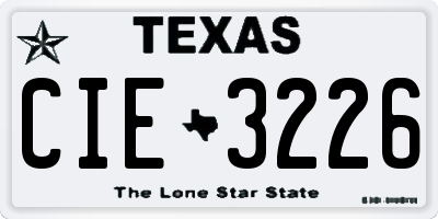 TX license plate CIE3226