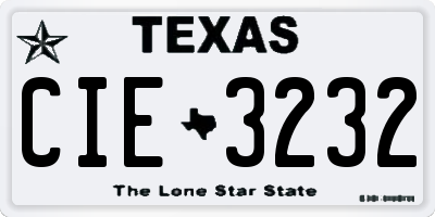TX license plate CIE3232