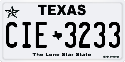 TX license plate CIE3233