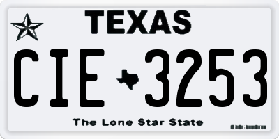 TX license plate CIE3253