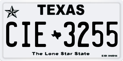 TX license plate CIE3255
