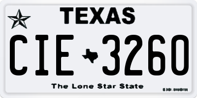 TX license plate CIE3260
