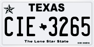 TX license plate CIE3265