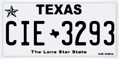 TX license plate CIE3293