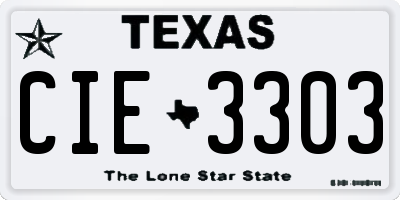 TX license plate CIE3303