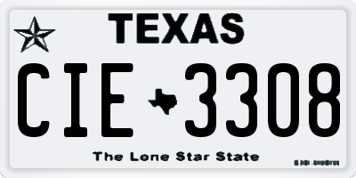 TX license plate CIE3308