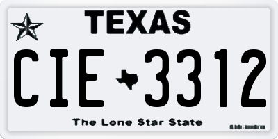 TX license plate CIE3312