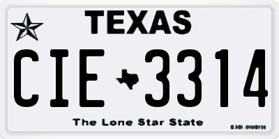 TX license plate CIE3314