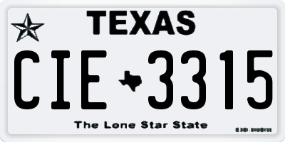 TX license plate CIE3315