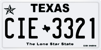 TX license plate CIE3321