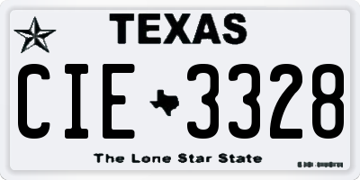TX license plate CIE3328