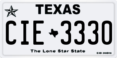 TX license plate CIE3330
