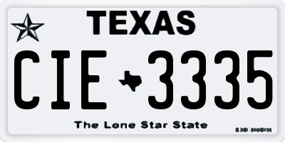 TX license plate CIE3335