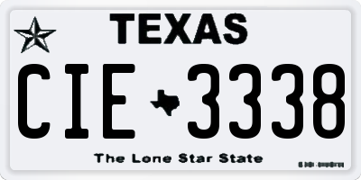 TX license plate CIE3338