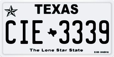 TX license plate CIE3339