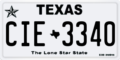 TX license plate CIE3340