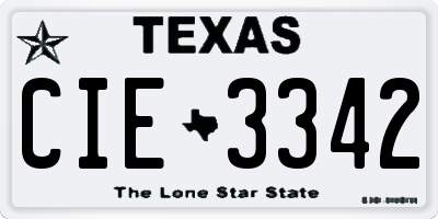 TX license plate CIE3342