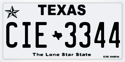 TX license plate CIE3344