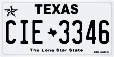 TX license plate CIE3346