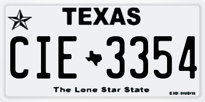 TX license plate CIE3354