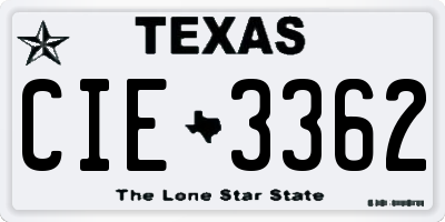TX license plate CIE3362