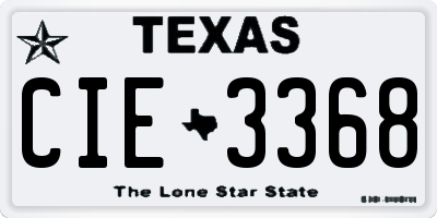 TX license plate CIE3368