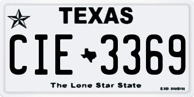 TX license plate CIE3369