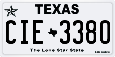 TX license plate CIE3380