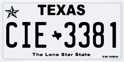 TX license plate CIE3381
