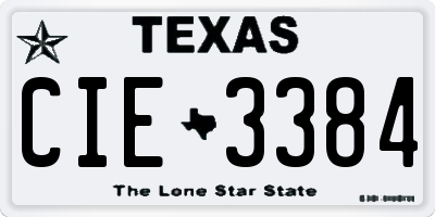 TX license plate CIE3384