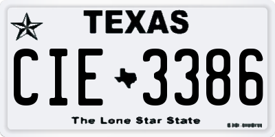 TX license plate CIE3386