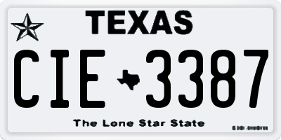 TX license plate CIE3387