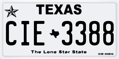 TX license plate CIE3388