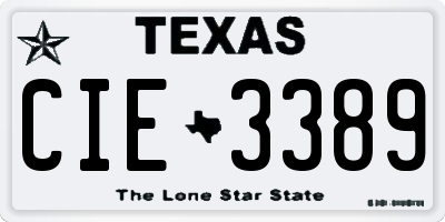 TX license plate CIE3389
