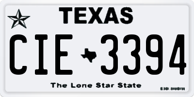 TX license plate CIE3394