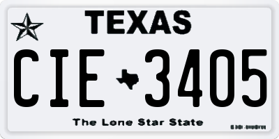 TX license plate CIE3405