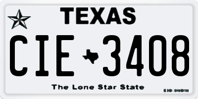 TX license plate CIE3408